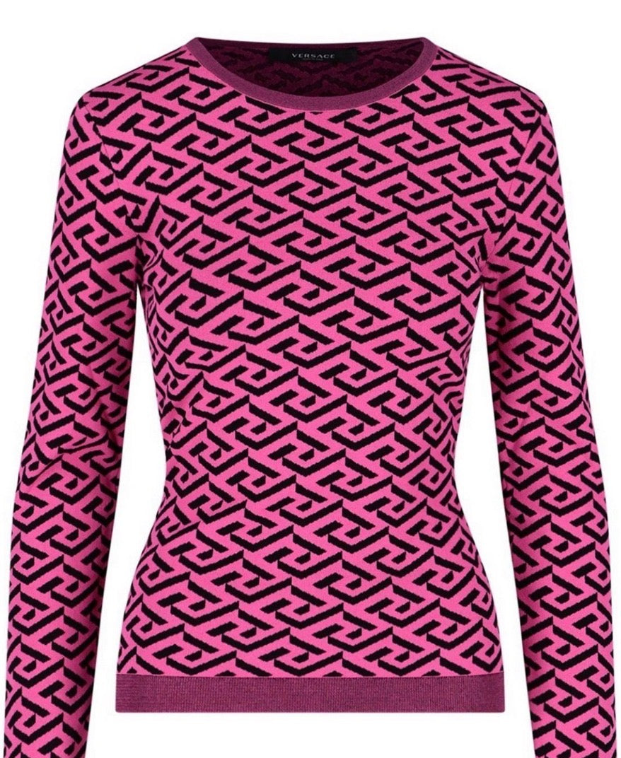 Versace La Greca Jacquard Slim-Fit Sweater – Size 38