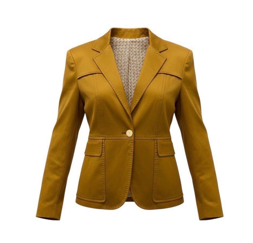 Gucci Golden-Brown Stretch-Cotton Blazer – Size 42